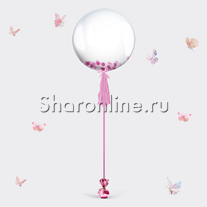 Шар Bubble с розовым конфетти