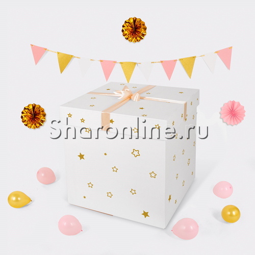 Шар Bubble с розовыми перьями и наклейками в коробке - изображение 2