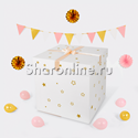 Шар Bubble с розовыми перьями и наклейками в коробке - изображение 2