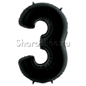 Шар "Цифра 3" Черная 102 см - изображение 1