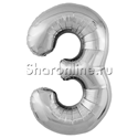 Шар "Цифра 3" Серебро 99 см - изображение 1