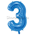 Шар "Цифра 3" Синяя 66 см - изображение 1