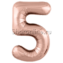 Шар "Цифра 5" Розовое золото 102 см - изображение 1