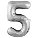Шар "Цифра 5" Серебро 99 см - изображение 1