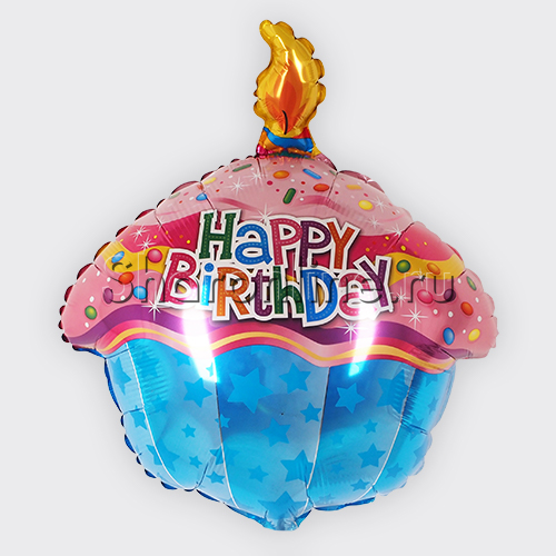 Фольгированный шар "Кекс с Днем рождения" разноцветный 60 см - изображение 1