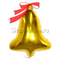 Шар Фигура "Колокольчик" золотой с атласной лентой 81 см
