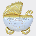 Шар Фигура "Коляска для малыша" ванильное золото 89 см - изображение 1