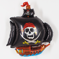Шар Фигура "Пиратский корабль" черный 81 см