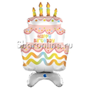 Шар Фигура на подставке "Торт Happy Birthday"  97см - изображение 1