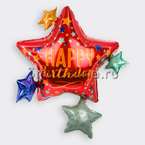 Шар Фигура "Звезда Happy Birthday" 74 см