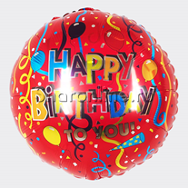 Шар Круг "Happy Birthday" красный 46 см