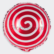 Шар Круг "Леденец спираль" красный 46 см