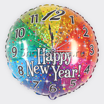 Шар Круг "Новогодние часы" радужный 46 см