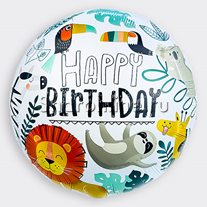 Шар Круг "С Днём Рождения" джунгли 46 см
