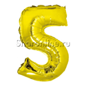 Шар Мини-цифра "5" Золото 38 см - изображение 1