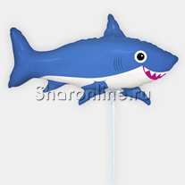 Шар мини-фигура "Акула" голубая 40 см