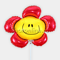 Шар мини-фигура "Цветок-улыбка" красный 43 см
