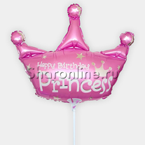 Шар мини-фигура "Корона Happy Bitrhday, Princess" розовая 43 см