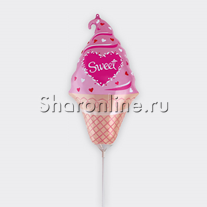 Шар мини-фигура "Мороженое" сердечки 41 см