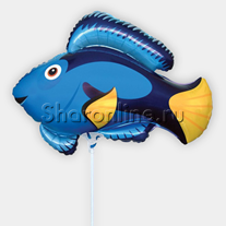 Шар мини-фигура "Рыбка" голубая 36 см