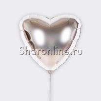 Шар Мини-сердце Серебро 23 см