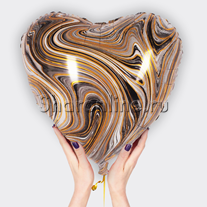 Шар Сердце "Агат" черное 46 см