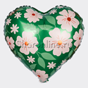 Шар Сердце "Цветы" сатин 46 см - изображение 1