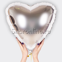 Шар Сердце серебро 46 см