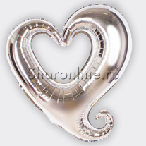 Шар Сердце "Вензель" серебро 102 см