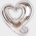 Шар Сердце "Вензель" серебро 102 см - изображение 1