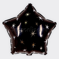 Шар Звезда Искры черный 46 см