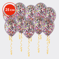 Шары с круглым разноцветным конфетти 25 см