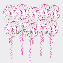 Шары с квадратным малиновым конфетти