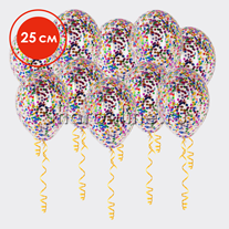 Шары с квадратным разноцветным конфетти 25 см