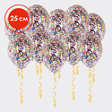 Шары с квадратным разноцветным конфетти 25 см - изображение 1