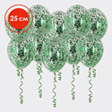 Шары с квадратным зеленым конфетти 25 см - изображение 1