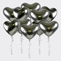 Шары в виде серебряных сердец хром 30 см - изображение 1