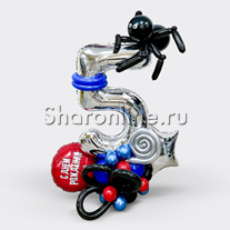 Стойка из шаров "Человек-Паук" с цифрой