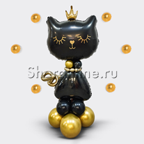 Стойка из шаров "Котенок принцесса" черная