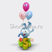 Стойка из шаров "Крош на полянке" с цифрой