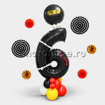 Стойка из шаров "Лего Ниндзяго" черный с цифрой