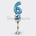 Стойка из шаров "Сладкая вата голубая" с цифрой - изображение 1