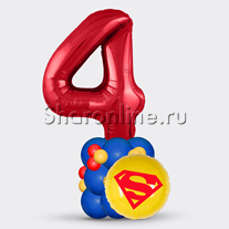 Стойка из шаров "Юному Супермену" с цифрой