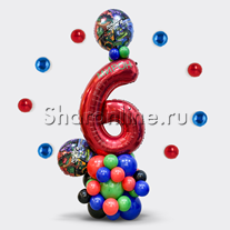 Столбик из шаров "Черепашки-ниндзя" с цифрой