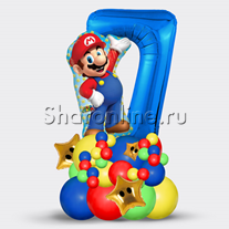 Столбик из шаров "Марио" с цифрой