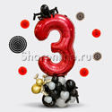 Столбик из шаров "Пауки" с цифрой - изображение 1