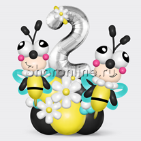 Столбик из шаров "Пчелята" с цифрой
