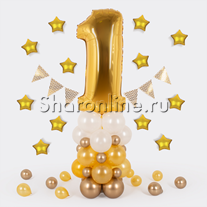 Золотой столбик из шаров с цифрой на выбор