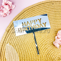 Топпер в торт "Happy Birthday" серебро - изображение 1