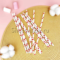 Трубочки для коктейля "Красные сердечки" 10 шт